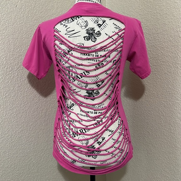 Pink Hawaii T-shirt Cut Out back tee - Picture 2 of 5